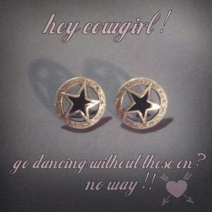 Cute little tooled headstall concho earrings